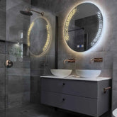 LED Spiegel Rund | Touch-Schalter | Anti-Beschlag-Funktion | Einstellbare Farbtemperatur - Reyze Seria Good Vibes Model 4